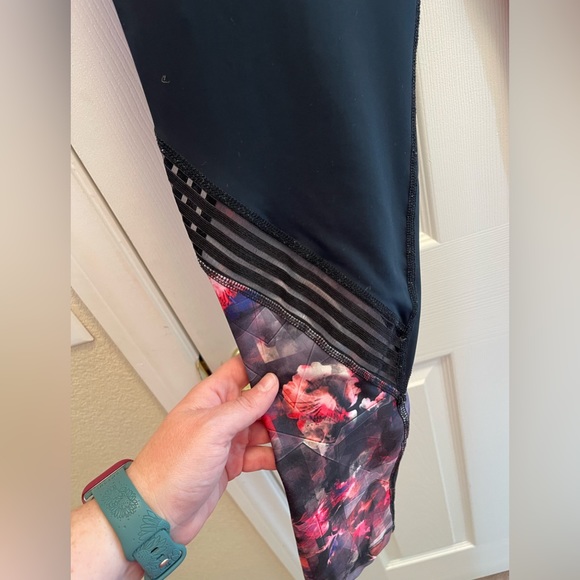 **SOLD** Black and Floral Workout Pants - Picture 2 of 3